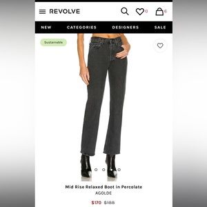 Agolde mid rise relaxed boot in color ‘percolate’